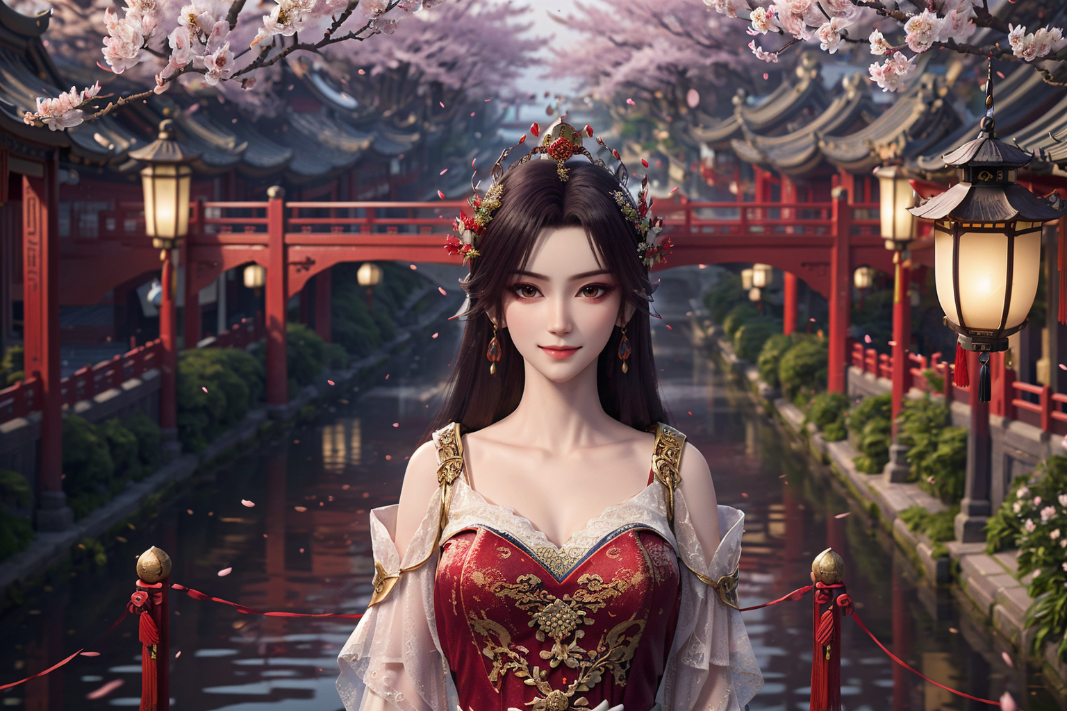 00018-4195889337-caoying,(upper body),1girl,solo,closed mouth,light smile,(china hair ornament_1.2),china wedding hoenix crown,(china earrings),(.png
